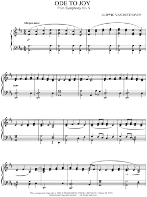 Ode To Joy, from Symphony No. 9 in D minor (excerpt) Sheet Music from Immortal Beloved - Piano Solo