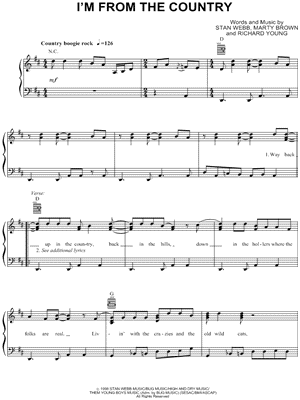 I'm From the Country Sheet Music by Tracy Byrd - Piano/Vocal/Guitar