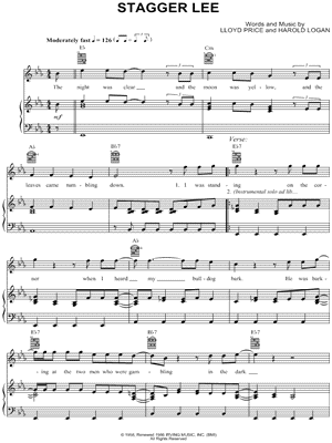 Stagger Lee Sheet Music by Lloyd Price - Piano/Vocal/Guitar