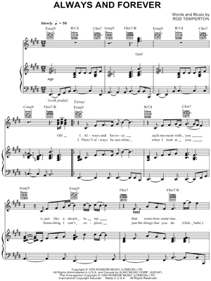 Always and Forever Sheet Music by Heatwave - Piano/Vocal/Guitar