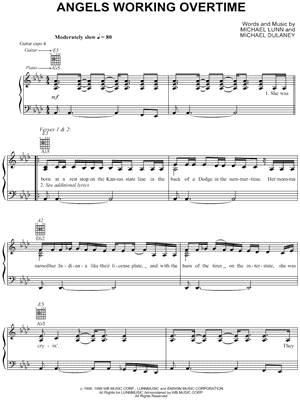 Angels Working Overtime Sheet Music by Deana Carter - Piano/Vocal/Guitar