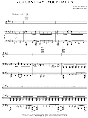 You Can Leave Your Hat On Sheet Music by Randy Newman - Piano/Vocal/Guitar