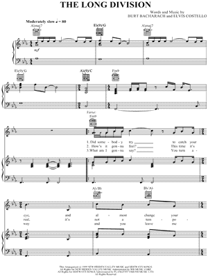 The Long Division Sheet Music by Elvis Costello - Piano/Vocal/Guitar
