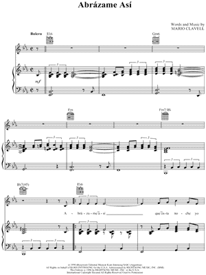 Abrazame Asi Sheet Music by Mario Clavell - Piano/Vocal/Guitar