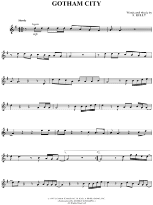 Gotham City Sheet Music by R. Kelly - Tenor Saxophone Part