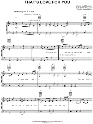 That's Love for You Sheet Music by Steve Wariner - Piano/Vocal/Guitar