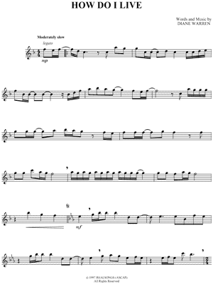 Image of Leann Rimes "How Do I Live" Sheet Music - Download & Print