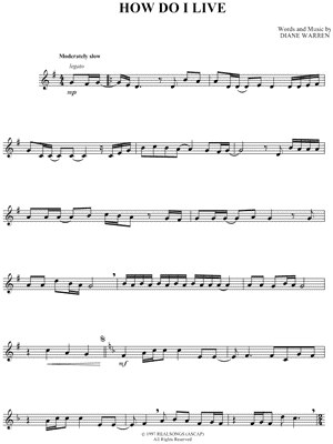 How Do I Live Sheet Music by Leann Rimes - Clarinet Solo