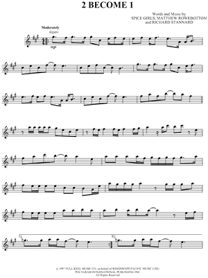 2 Become 1 Sheet Music by The Spice Girls - Alto Saxophone Part
