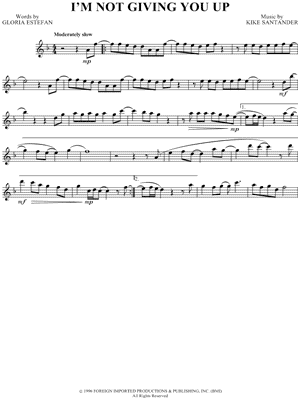 I'm Not Giving You Up Sheet Music by Gloria Estefan - Alto Saxophone Part