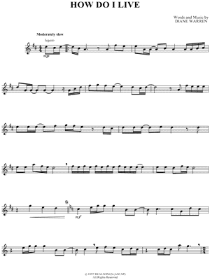 How Do I Live Sheet Music by Leann Rimes - Alto Saxophone Part