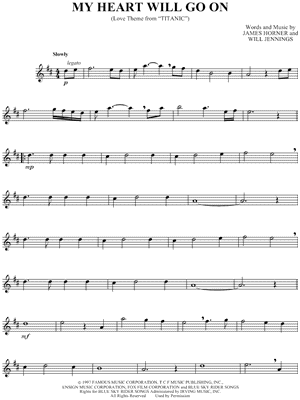 James Horner - MY HEART WILL GO ON Sheet Music (Digital Download)