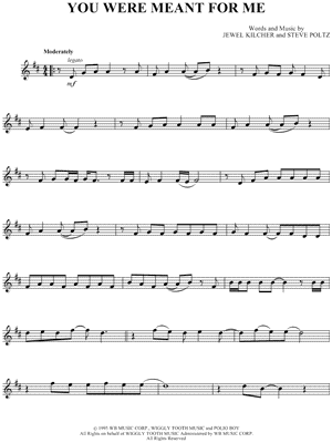 You Were Meant for Me Sheet Music by Jewel - Tenor Saxophone Part