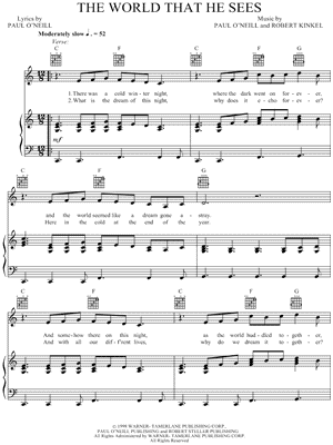 The World That He Sees Sheet Music by Trans-Siberian Orchestra - Piano/Vocal/Guitar