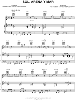 Sol, Arena y Mar Sheet Music by Luis Miguel - Piano/Vocal/Guitar