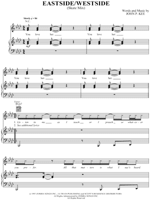 Eastside/Westside Sheet Music by John P. Kee - Piano/Vocal/Guitar