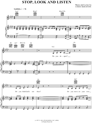 Stop, Look and Listen Sheet Music by Cissy Houston - Piano/Vocal/Guitar