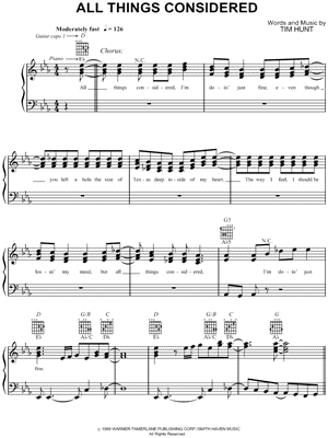 All Things Considered Sheet Music by Yankee Grey - Piano/Vocal/Guitar