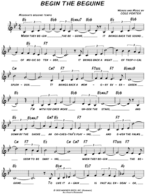 Begin the Beguine Sheet Music (Lead Sheet) Cole Porter