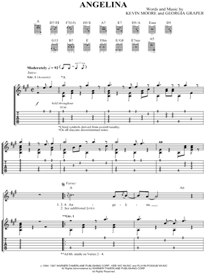 Angelina Sheet Music by Keb' Mo' - Authentic Guitar TAB, Guitar TAB Transcription/Authentic Guitar TAB;Guitar TAB Transcription