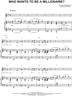 Who Wants To Be a Millionaire? Sheet Music from High Society - Piano/Vocal/Chords