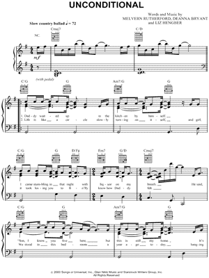 Unconditional Sheet Music by Clay Davidson - Piano/Vocal/Guitar