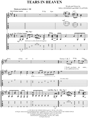 Tears in Heaven Guitar Sheet Music