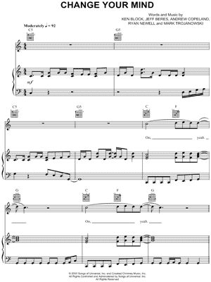 Change Your Mind Sheet Music by Sister Hazel - Piano/Vocal/Guitar