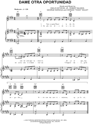 Dame Otra Oportunidad Sheet Music by Gloria Estefan - Piano/Vocal/Guitar