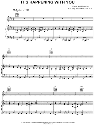 It's Happening With You Sheet Music by k.d. lang - Piano/Vocal/Guitar