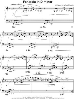 Image of Wolfgang Amadeus Mozart - Fantasia In D Minor Sheet Music (Digital 