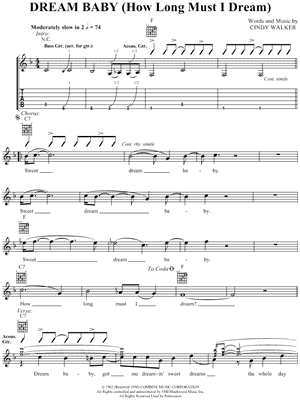 Dream Baby (How Long Must I Dream) Sheet Music by Roy Orbison - Easy Guitar