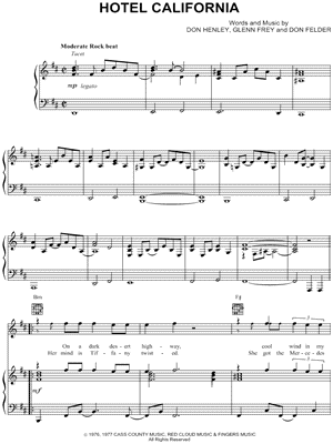 Image of The Eagles - Hotel California Sheet Music (Digital Download)