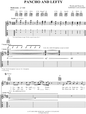 Pancho and Lefty Sheet Music by Willie Nelson - Guitar TAB