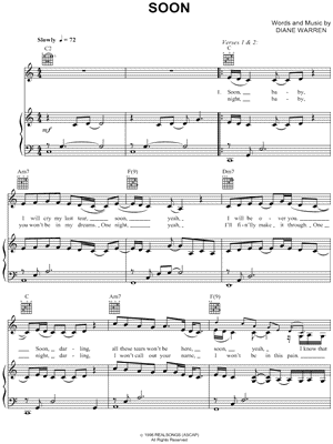Soon Sheet Music by Diane Warren - Piano/Vocal/Guitar