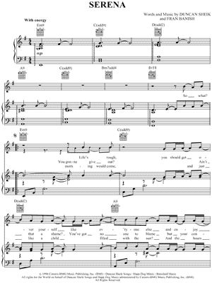 Serena Sheet Music by Duncan Sheik - Piano/Vocal/Guitar