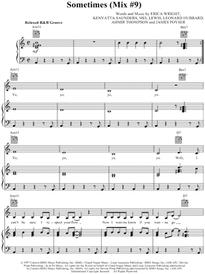 Sometimes (Mix #9) Sheet Music by Ahmir K. Thompson - Piano/Vocal/Guitar