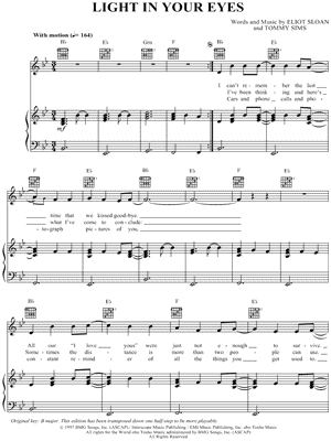 Light In Your Eyes Sheet Music by Eliot Sloan - Piano/Vocal/Guitar