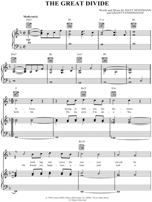 The Great Divide Sheet Music by Grant Cunningham - Piano/Vocal/Guitar