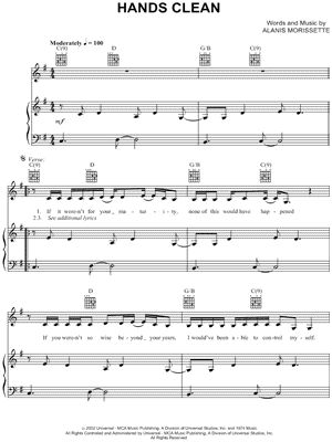 Hands Clean Sheet Music by Alanis Morissette - Piano/Vocal/Guitar, Singer Pro