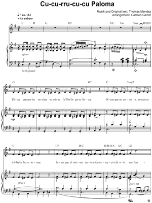 Cu-Cu-Rru-Cu-Cu, Paloma Sheet Music by Tomas Mendez - Piano/Vocal/Chords
