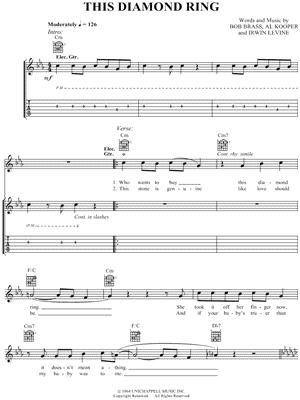 This Diamond Ring Sheet Music by Gary Lewis and the Playboys - Guitar TAB