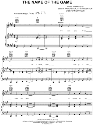 The Name of the Game Sheet Music from Mamma Mia! - Piano/Vocal/Guitar