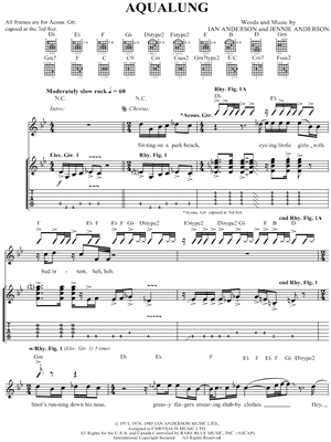 Aqualung Sheet Music by Jethro Tull - Guitar TAB