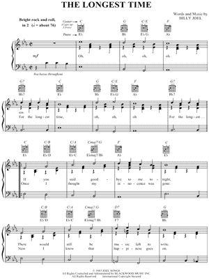 The Longest Time Sheet Music by Billy Joel - Piano/Vocal/Guitar