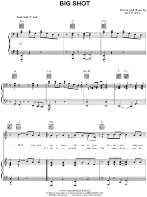 Big Shot Sheet Music by Billy Joel - Piano/Vocal/Guitar