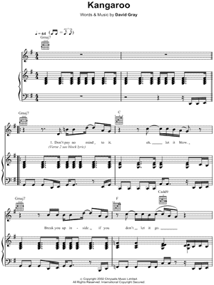 Kangaroo Sheet Music by David Gray - Piano/Vocal/Guitar, Singer Pro