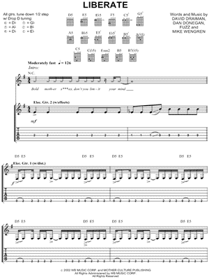 Liberate Sheet Music by Disturbed - Guitar TAB