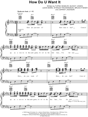 How Do U Want It Sheet Music by 2Pac - Piano/Vocal/Guitar