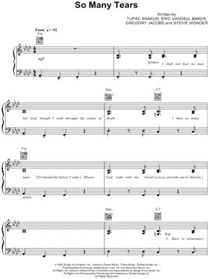 So Many Tears Sheet Music by 2Pac - Piano/Vocal/Guitar
